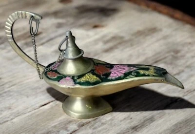 Vintage Aladdin Oil Lamp Genie / Ornate Chirag, Incense Burner Brass Lamp Decor - Image 1 of 4