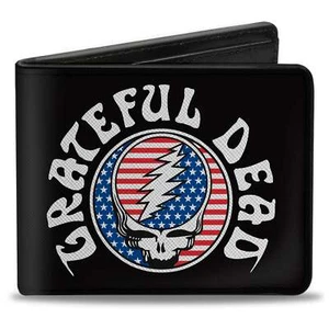GRATEFUL DEAD Steal Your Face Vegan Leather Mens Bi-Fold Wallet Official License - Picture 1 of 3