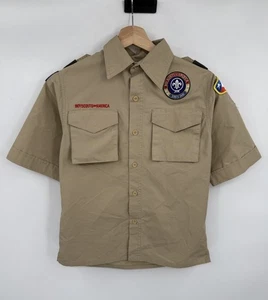 Boy Scouts of America Youth Uniform Shirt Cotton Blend Beige USA Size Medium - Picture 1 of 6