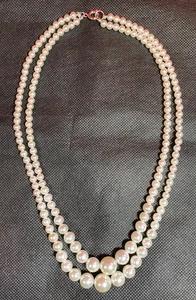 Collar de perlas vintage de doble hebra años 50 glamour graduado 18 pulgadas - Imagen 1 de 24