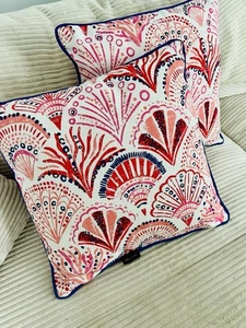 Pair of Allen + Roth Paisley Coral Springs 16" Square Throw Pillows - Picture 1 of 4