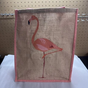 Borsa tote in tela fenicottero rosa borsa shopping foderata stile spesa 15" x 13" x 7" - Foto 1 di 8
