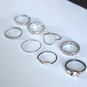 Vintage Sterlingsilber Vorsteckringe minimalistisch geometrisch Schmuck 8 Stück - Bild 1 von 12