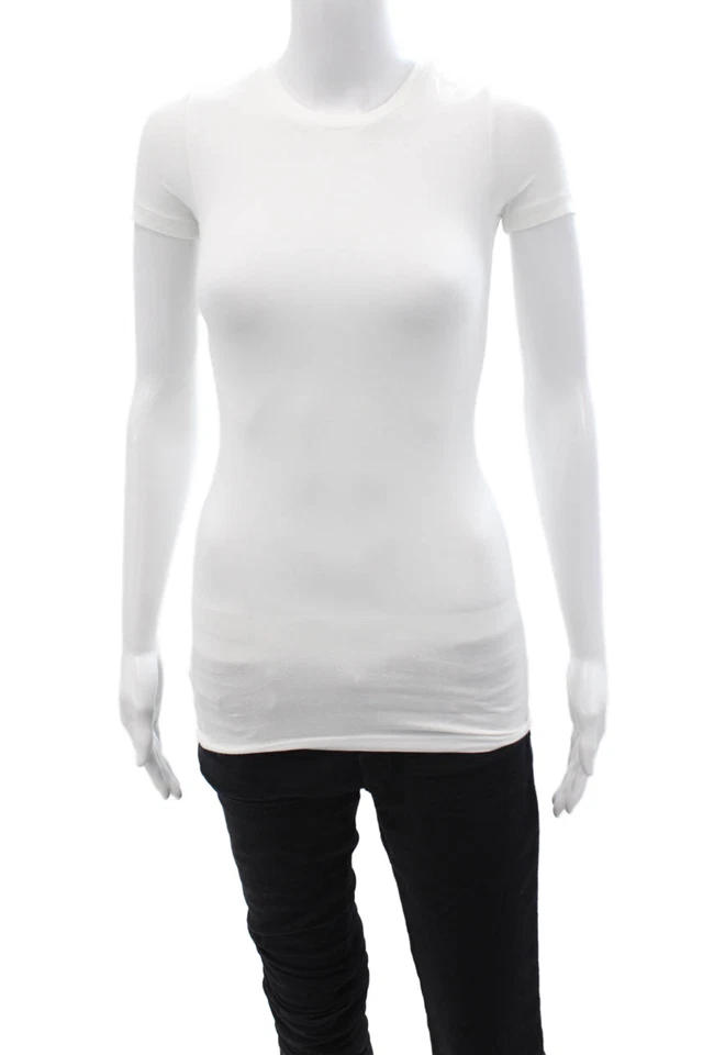 Theory Women Basic White T-Shirt Short Sleeve Crew Neck Size PP - Image 1 of 4