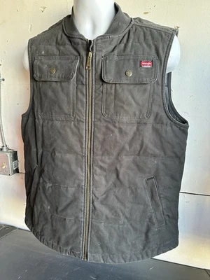 Chaleco de trabajo Wrangler Workwear para hombre acolchado forrado pato talla grande negro Foto 1 de 4