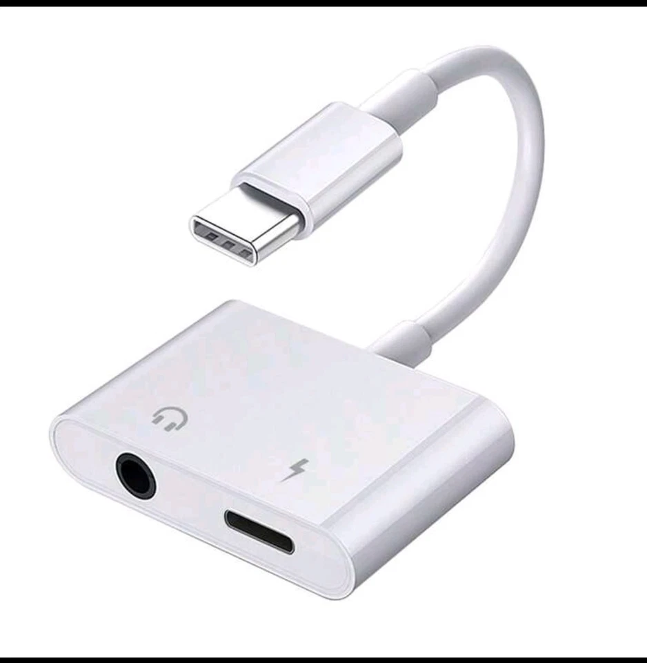 Charger Headphone 2 in 1 Type C to Type-C/3.5mm AUX Audio Cable Adapter Splitter - Image 1 of 1