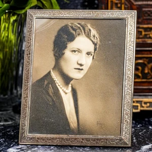 Beautiful Silverplate Antique Large Floral Picture Photo Frame Portrait Woman - Picture 1 of 14