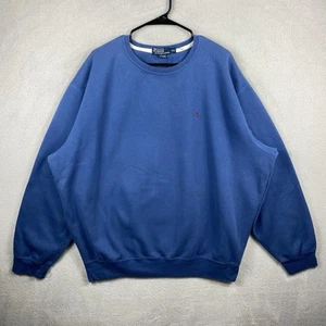 Vintage Polo Ralph Lauren Crewneck Sweatshirt Mens 2XL Blue Pony 90s Cotton Fade - Picture 1 of 6