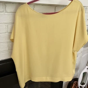 Blusa Lafayette 148 XL Amarillo Brillante 100% Seda Con Mangas de Gorra y Ajuste Fenoso - Imagen 1 de 10