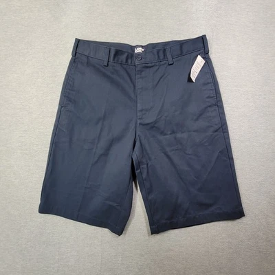 Lands End 短裤男式 33 海军蓝纯色平前 11 英寸休闲高尔夫经典全新带标签 — 第 1/4 张图片