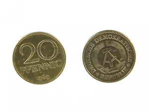 20 Pfennig DDR Manschettenknöpfe Miniblings Münzen Manschetten 20 Pfennig gold - Picture 1 of 7