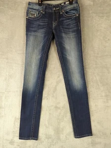 Miss Me Jeans Size 27x34 Signature JE606353X Skinny Embellished Flap Pockets - Picture 1 of 16