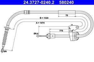 CABLE ATE 24.3727-0240.2, FRENO DE ESTACIONAMIENTO TRASERO IZQUIERDO PARA MINI - Imagen 1 de 3