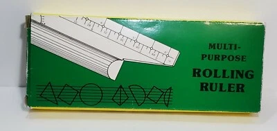 Plastic Multi Purpose Rolling 6" Ruler in box draw quadrants crosshatching vtg - Image 1 of 4