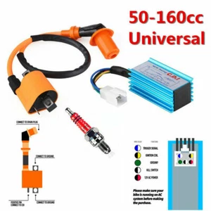 Racing CDI Box 5 Pin +Ignition Coil +Spark Plug for 50-160cc 4-Stroke ATV Quad T - Foto 1 di 10