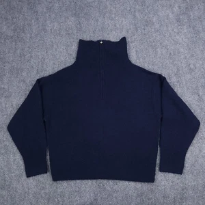 J Crew Sweater Mens Large Blue Woll Alpaca Blend Turtleneck 1/4 Zip Knit - Picture 1 of 18