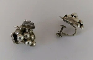 Vintage Trauben Sterling Silber Schraubverschluss Ohrringe Mexiko signiert - Bild 1 von 4