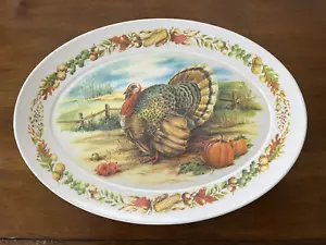 Vintage Thanksgiving Turkey Serving Platter Brookpark #1521 Melamine 21"X15" - Picture 1 of 3