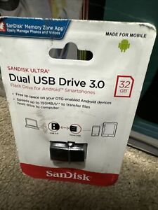 SanDisk 32GB Dual USB Drive 3.0 Flash Drive for OTG Smartphones & Tablets single