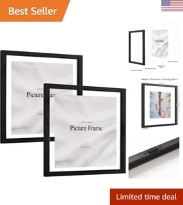 Double Reinforced Glass Floating Picture Frame Set - Display Any Size Photo u... - Picture 1 of 9