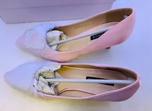 ERIJUNOR Women's Pumps Low Heel Rhinestone Brooch Satin Size 7 - Picture 1 of 5