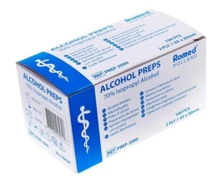 100 x Romed Alkoholtupfer 65 x 30 mm 2-lagig Hautreinigung Insulintupfer Tupfer - Bild 1 von 3