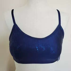 Capezio Metallic Blue Adjustable Bra Top Size Tween Junior Large Dance New NWT - Picture 1 of 12