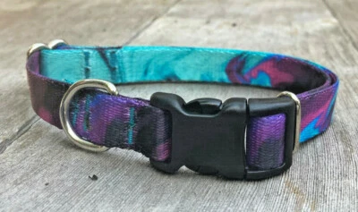 BLUE COLLAR DOGWEAR 5/8" Thin Small Colorful Purple Adjustable Dog Collar with Quick Release Buckle