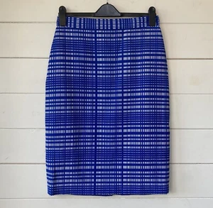A Lovely Pencil Skirt In A Fresh Blue & White Check By Banana Republic 10-sml 12 - Picture 1 of 11