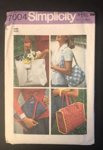 Simplicity Pattern 7004 Einheitsgröße Schultertasche Handtasche Seesack Big 1975 Vintage OOP - Bild 1 von 2