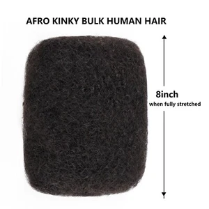 100% Human Hair Kinky Curly Afro Bulk For Dreadlock Extensions - Natural Black - Picture 1 of 11