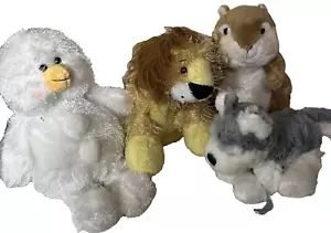 Ganz Webkinz Lot Of 4 Snowman Lion Husky Chipmunk Stuffed Animal Plush No Codes - Picture 1 of 12