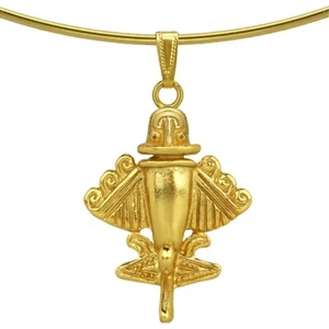 Quimbaya Flyer #9 24k GP Golden Jets Pendant Omega Chocker | Across The Puddle - Picture 1 of 3