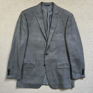 Ralph Lauren Grey/Blue Plaid Wool Blend Windowpane Blazer 42L Sport Coat Jacket - Picture 1 of 12