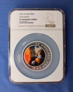 2021 Canada 5oz Silver Proof $50 coin "The Solar System" NGC Graded PF70 - Picture 1 of 4