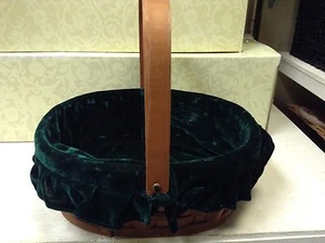 RUNDER geflochtener Korb Aufbewahrung Organizer Geschenkkorb & grüner Samteinsatz 13"x6" - Bild 1 von 2