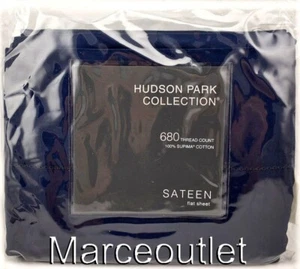 Hudson Park 680 Thread Count Supima Cotton FULL Flat Sheet Navy - Picture 1 of 4