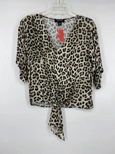 Karen Kane Blouse Tunic Top Size XS Womens Black Brown Animal Print NWT - Picture 1 of 6