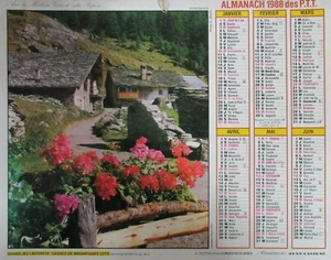 1988 PTT ALMANAC CALENDAR HIGH ALPINE LANDSCAPES - Picture 1 of 2