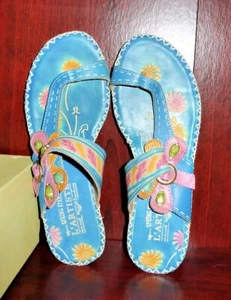 L'Artiste Spring Step Santorini Hand Painted Leather Toe Ring Thong Sandal 7-1/2 - Picture 1 of 7