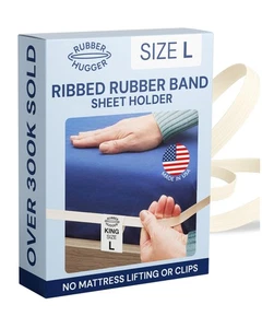 HUGGER Elastic Fitted Straps - King Size - Anti-Slip Grip & Mattress Straps -... - Picture 1 of 9