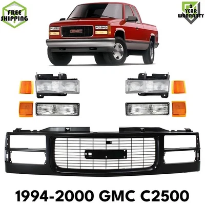 Front Grille Assembly & Headlights Kit For 1994-2000 GMC C2500 - Изображение 1 из 4