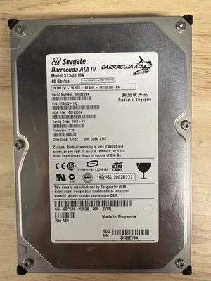 2-Seagate Barracuda ATA IV 40GB Internal 7200RPM 3.5" ST340016A ATA HD-Qty 2 - Image 1 of 3