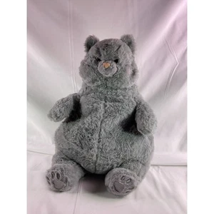Il gatto grasso seduto soffice animale peloso peluche giocattolo grigio 13" senza etichette - Foto 1 di 12