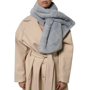 DOLCE & GABBANA Scarf Powder Blue Mink Fur Neck Warmer 108cm x 22cm 2190usd - Picture 1 of 7
