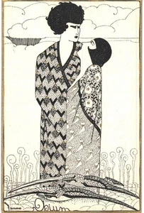 A/S Bornand Art Nouveau Opium Couple In Gilded Robes Unused 1910 Brilliant - Picture 1 of 2