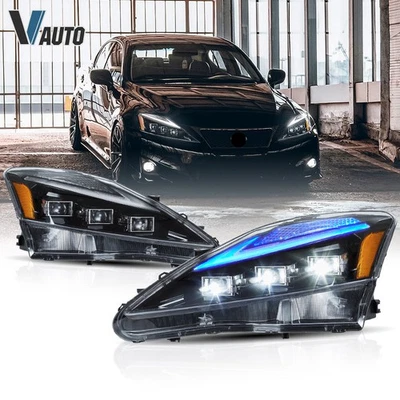 LED Projector Headlights For Lexus IS 250 350 IS F Amber Marker Sequential Pair - Image 1 of 4