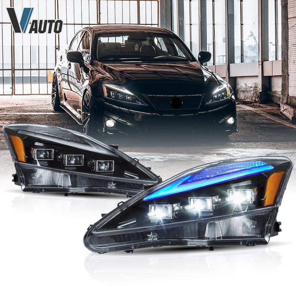 LED Projector Headlights For Lexus IS 250 350 IS F Amber Marker Sequential Pair - Image 1 of 4