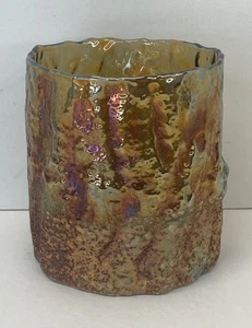 Orange Gold irisierendes Glas Übertopf - Vase - Kerzenhalter 5,25" hoch - Bild 1 von 7