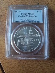 2001 P US Capitol Visitors Center Commemorative Silver Dollar PCGS MS69 - Picture 1 of 2